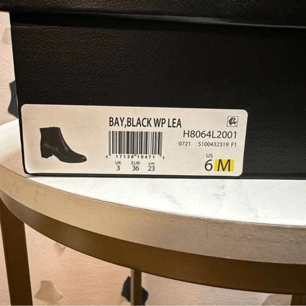 NATURALIZER Black Bay Waterproof‎ Leather Block Heel Ankle Booties Size 6M